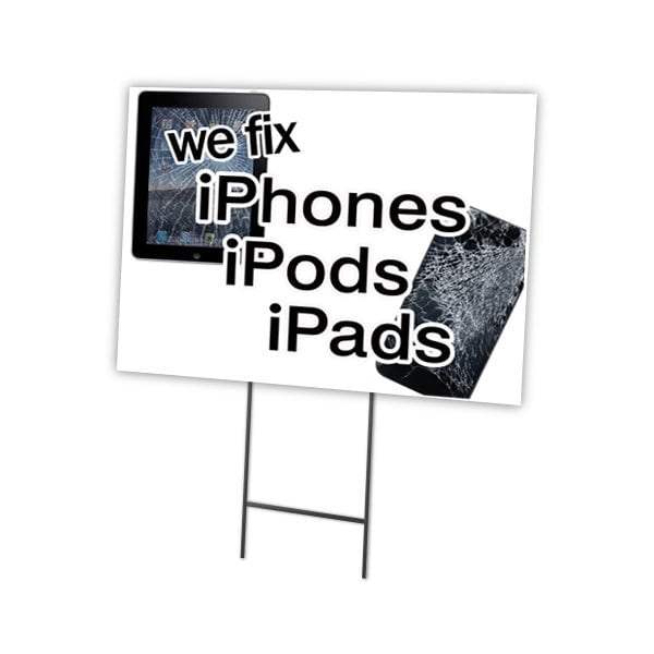 Signmission We Fix Iphones Ipods Ip Yard & Stake outdoor plastic coroplast window, C-2436-We Fix iPhones iPods C-2436-DS-We Fix iPhones iPods iP - main